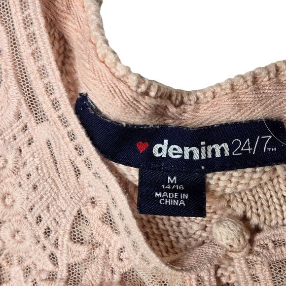 Denim 24/7 Vintage style blush pink lace yoke sweater size 14/16 - Picture 9 of 13